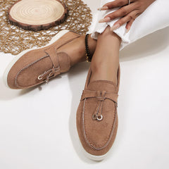 Kendy - Loafer aus Segeltuch - Knoten und Charme Detail in Braun
