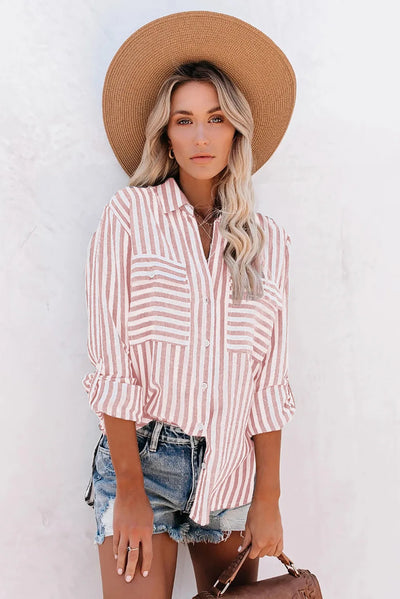 Gestreifte Folded Bluse für Damen