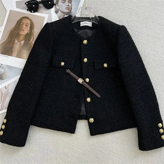Thania - Tweed-Blazer - Herbst-Outerwear in Schwarz
