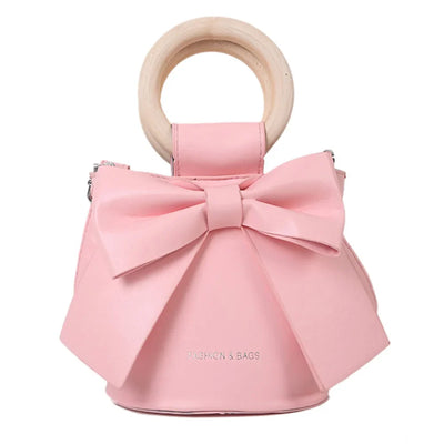 Gretta - Handtasche mit Fliege - Runder Holzgriff