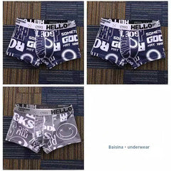 3Stück Bequeme bedruckte Herrenunterwäsche Boxershorts in 3pcsH