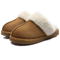 Damen Schal Hausschuhe in Khaki