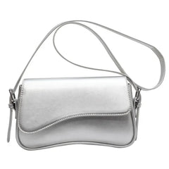 Juneesa - Flap Umhängetasche - Vintage Leder Mode in Silber