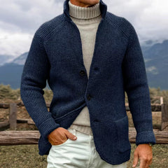 ERWIN - STRICKJACKE AUS GROBER STRICKOPTIK in Blau
