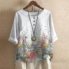 Lily | Laternenärmel Blumenmuster Bluse in Weiß