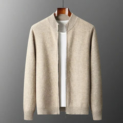 Miles Zip Cardigan in Camel