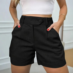 Bellini™ Shorts mit Eleganten Falten und Raffinierter Passform in Schwarz