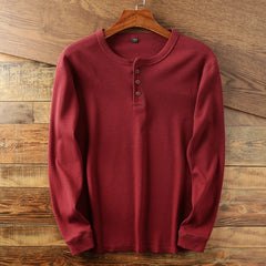 Felix | Herren Casual Langarm Henley T-shirt in Rot