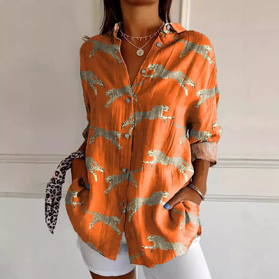 Damen Bedrucken Button Down Hemd | Langarm