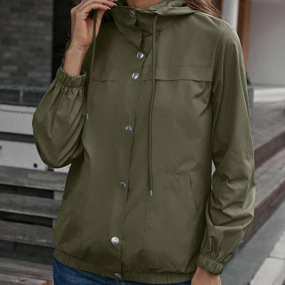 Damen Kapuze Wasserdichter Trenchcoat | Langarm