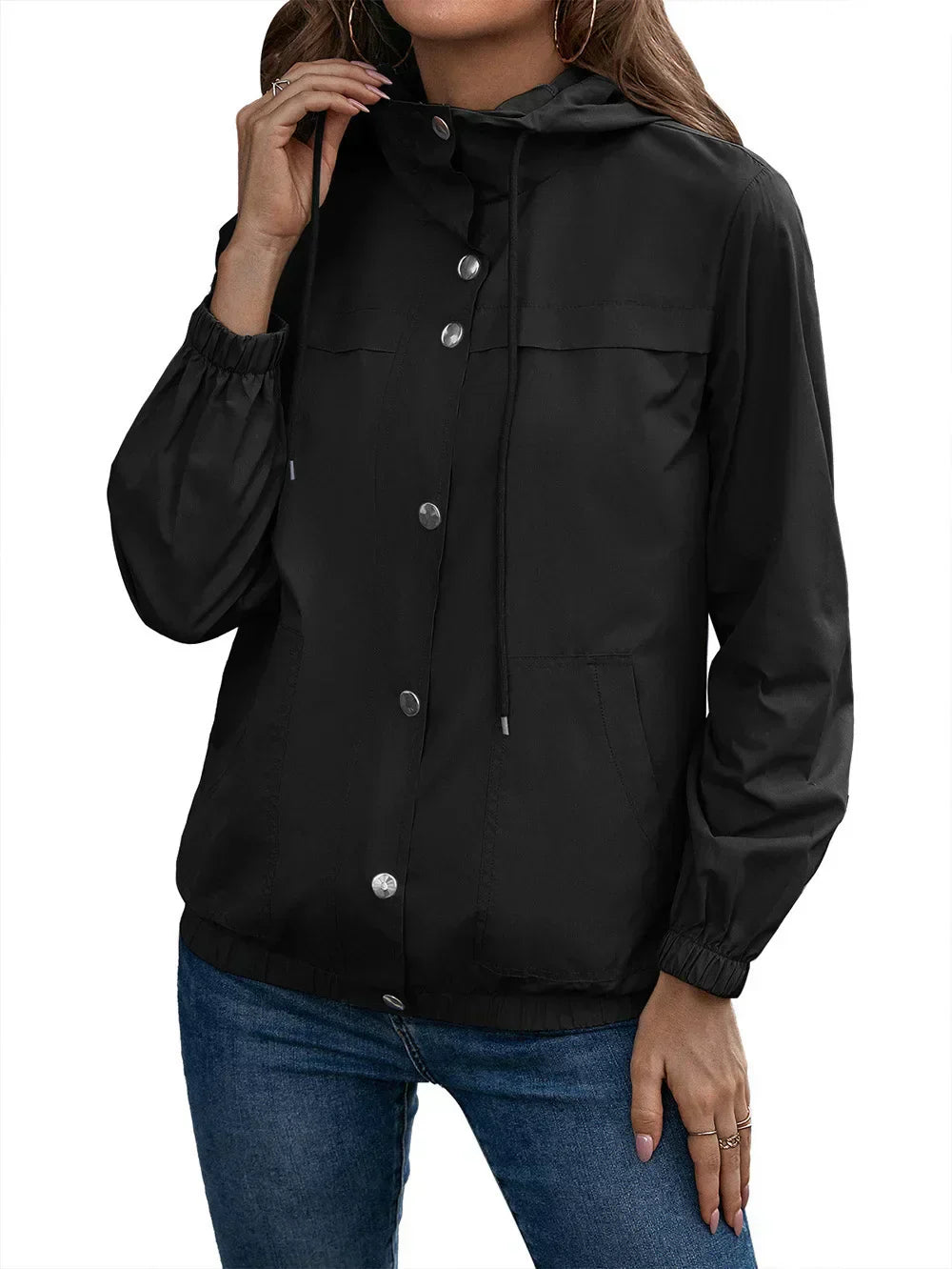 Damen Kapuze Wasserdichter Trenchcoat | Langarm
