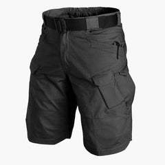 Outdoor-Shorts für Herren mit Multifunktionstaschen und Gürtel in Schwarz