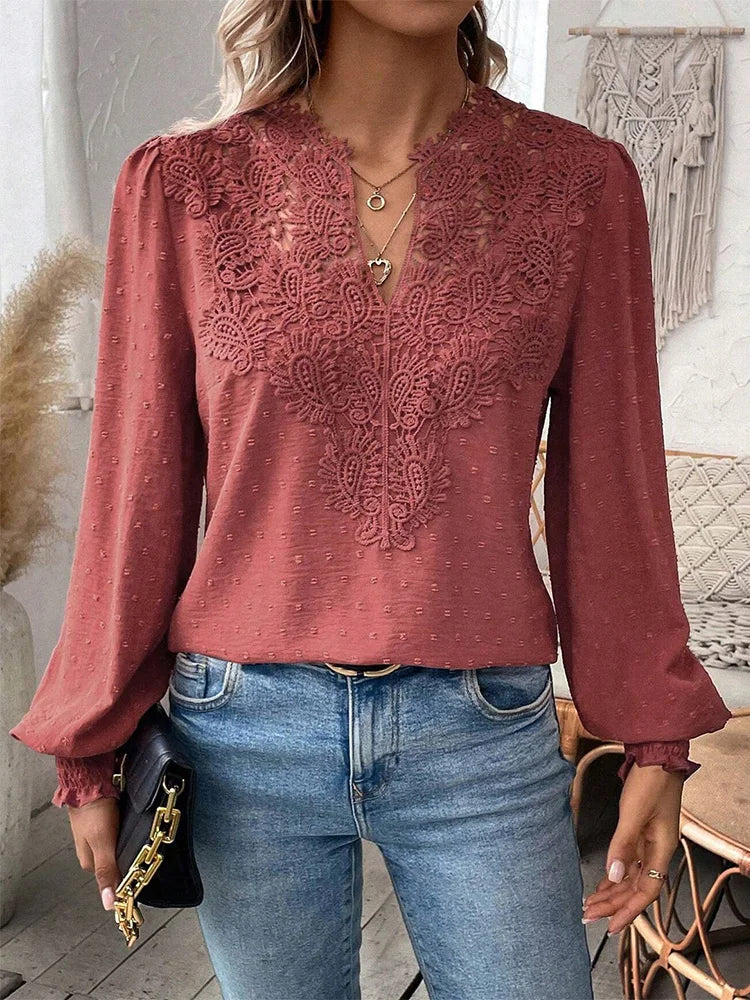 Verena®️™ | Elegante Bluse mit V-Ausschnitt
