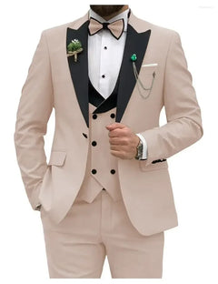 Klassisch Herren Hochzeitsgast Anzug | Dreiteiliger in Beige