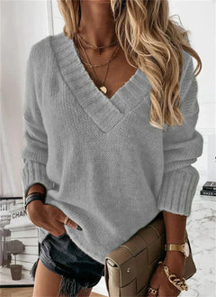 Jacinth - Strickpullover - V-Ausschnitt in Grau