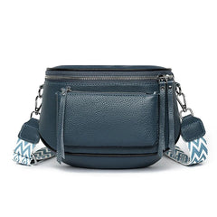 Elsie | Raffinierte PU Lederaxeltasche in Blau