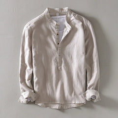 Nevio | Herren Langarm-Henley-Shirt in Khaki