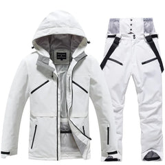 Unisex Winter Skianzug | Zweiteiliges Set in Weiß / Schwarz