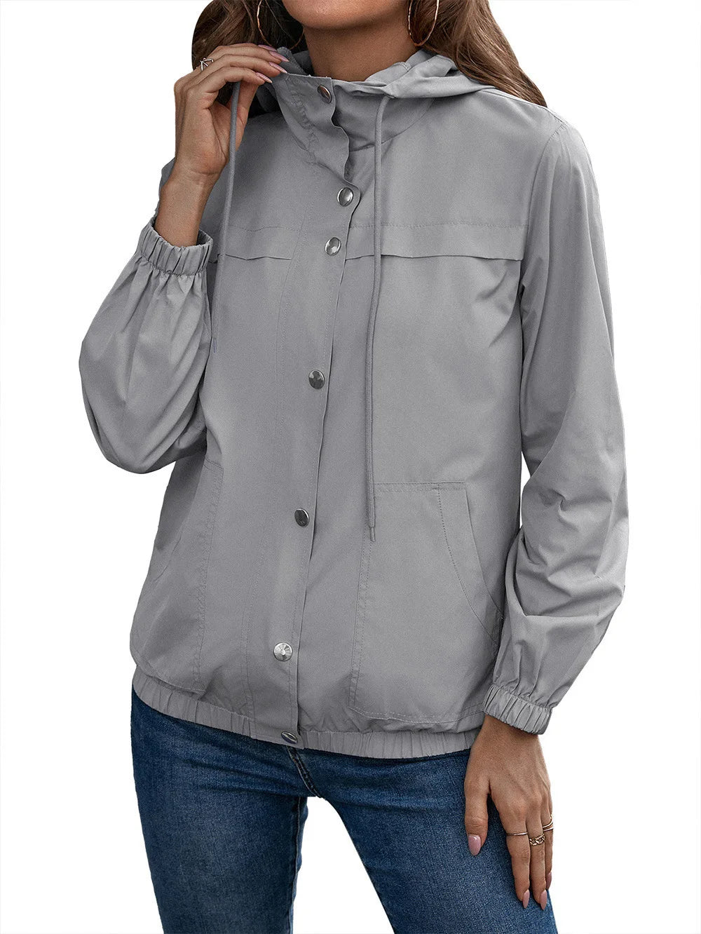 Damen Kapuze Wasserdichter Trenchcoat | Langarm