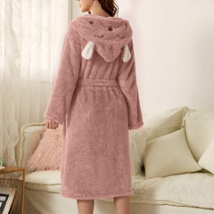 Virginia® | Weicher und bequemer Bademantel für Damen in Rosa - Kaninchen