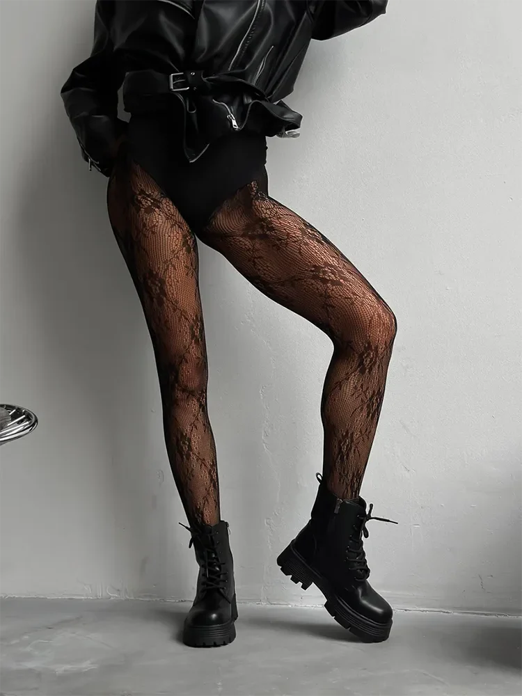 Damen Netzstrumpfhose | Blumenmuster