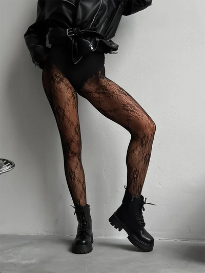 Damen Netzstrumpfhose | Blumenmuster