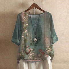 Lily | Laternenärmel Blumenmuster Bluse in Grün