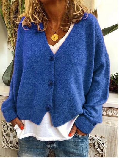 Gemütliche Damen Strickjacke | V-Ausschnitt