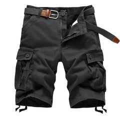 2025 Summer Men Shorts Fashion Plaid Beach Shorts Mens Casual Shorts Military Short Pants Male Bermuda Cargo Overalls No belt in JD01 Grey