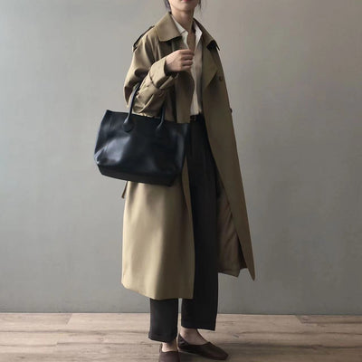 Damen Langer Wasserdichter Trenchcoat | Reverskragen