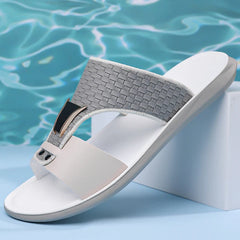 Arkon™ Sandalen Aus Geflochtenem Leder Mit Metalldetail Und Anatomischem Premium-Komfort in Weiß