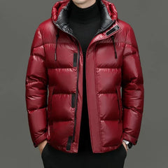 Winter Herren Daunenjacke | Mit Kapuze in Rot