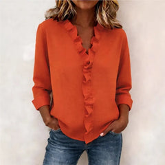 Sorelle™ Bluse mit Vertikalem Rüschendetail und Zeitlosem Stil in Orange