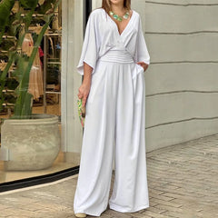 Bellavie™-Overall mit fließendem Hosenbeinschnitt und betonter Taille in Weiß