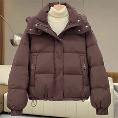 Simonne - Winterjacke - Stil mit Kapuze in Braun