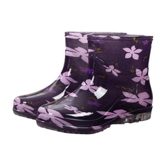 Damen Wasserdichte Gummistiefel | Mit Bunter Druck in Lila