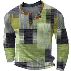 Beecky | Herren Farbenfrohes Langarmshirt – Buntes Langarm Shirt Herren in Grün