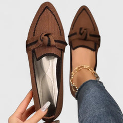 Felicia | Orthopädische Spitz Zulaufende Knoten Loafer in Khaki