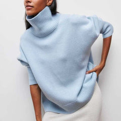Oversize-Rollkragenpullover CLARA aus Kaschmir in Blau