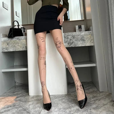 Modische Damen Strumpfhose | mit Grafischem Muster