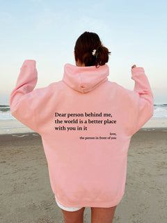 Warmer Unisex-Kapuzenpullover mit Aufdruck | Langarm in Rosa