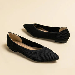 Damen Casual Elastische Weiche Strick Flache Schuhe in Schwarz
