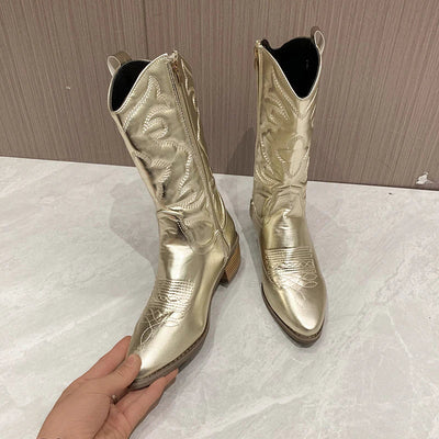 Cowboystiefel Mit Reißverschluss Für Damen | Wadenlang