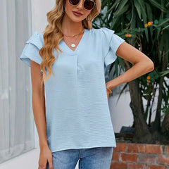 Pauline™ Bluse mit gestuften Ärmeln und Frontfalte in Hellblau