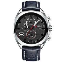 Wasserdichte Militär-Chronographen-Sportuhr in Silber Blau
