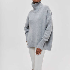 Estelle - Lockerer Rollkragenpullover in Grau