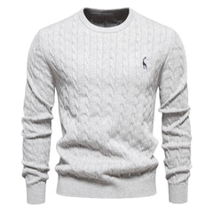 Falkner | Strickmodern Herrenpullover in Hellgrau