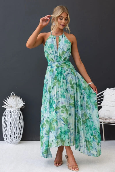 Katya - Neckholder Geblümtes Maxikleid