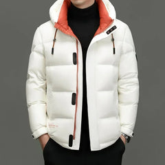 Winter Herren Daunenjacke | Mit Kapuze in Weiß