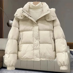 Simonne - Winterjacke - Stil mit Kapuze in Aus weiß
